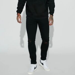 Jasper Skinny Ripped Knee Jeans - Black